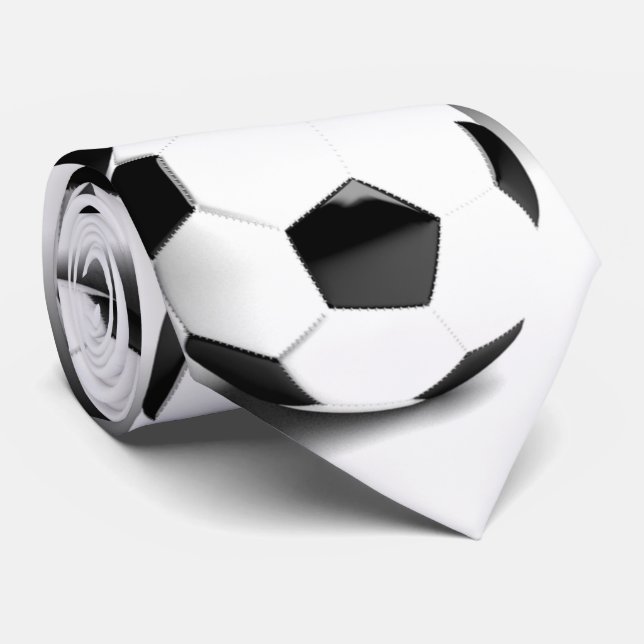 Black White Soccer Ball Tie (Rolled)