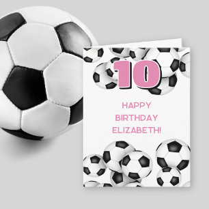 black white soccer balls kids birthday card