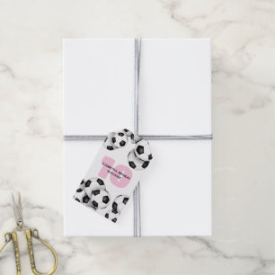 black white soccer balls kids birthday party gift tags