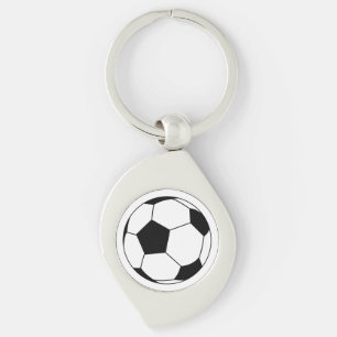 Black/White Soccer Football Ball on White Key Ring
