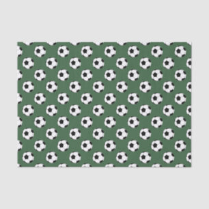Black/White Soccer Football Balls, Hunter Green Tissue Paper