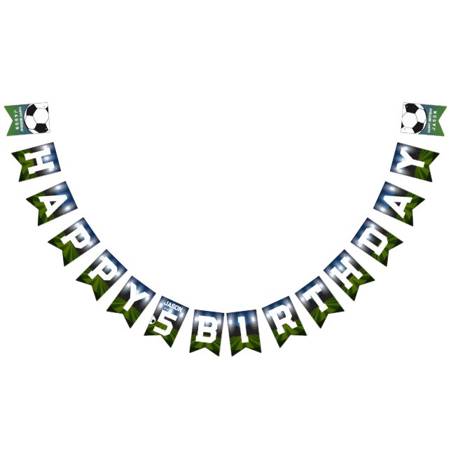  Black White Soccer Football Sports Birthday Party Bunting (All)