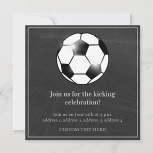 Black & White Soccer Football Theme Birthday Party Invitation