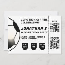 Black & White Soccer Football Theme Invitation