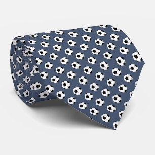 Black White Soccer Fútbol Balls on Blue Jeans Blue Tie