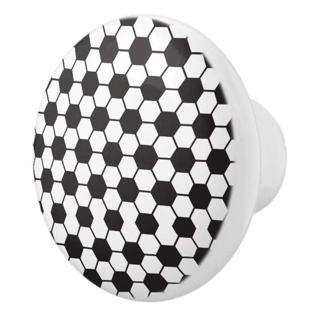 Black White Soccer Pattern Chic Trendy Ceramic Knob (Right)