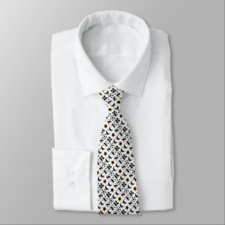 Black & White Soccer Sport Typography Pattern Tie