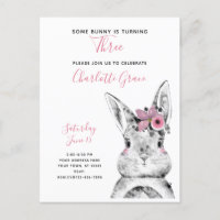 Black & White Some Bunny is Turning Three Birthday