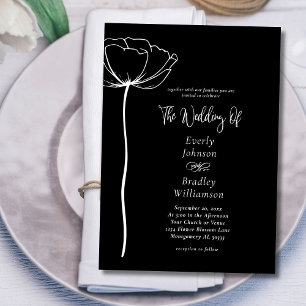 Black White Sophisticated Elegant Floral Wedding  Invitation