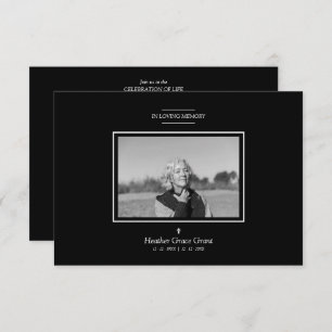 Black White Sophisticated Minimalist Photo Funeral