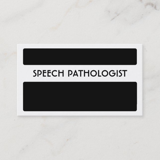 Black white SPEECH PATHOLOGIST business cards (Front)