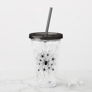 Black White spiders spiderweb Halloween pattern Acrylic Tumbler
