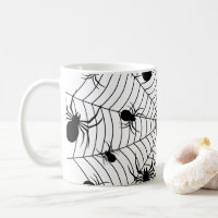Black White spiders spiderweb Halloween pattern