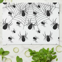 Black White spiders spiderweb Halloween pattern