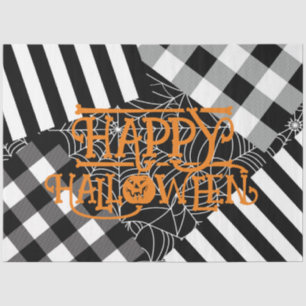Black & White Spiderweb Patchwork Halloween Party Tissue Paper