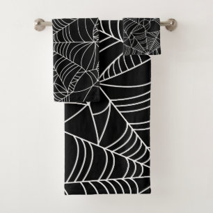 Black & White Spiderwebs Halloween  Bath Towel Set