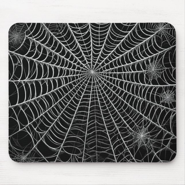 Black & White Spiderwebs Spider Web Halloween Mouse Mat (Front)