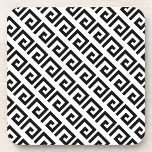 Black & White Spiral Geometric Pattern Coaster