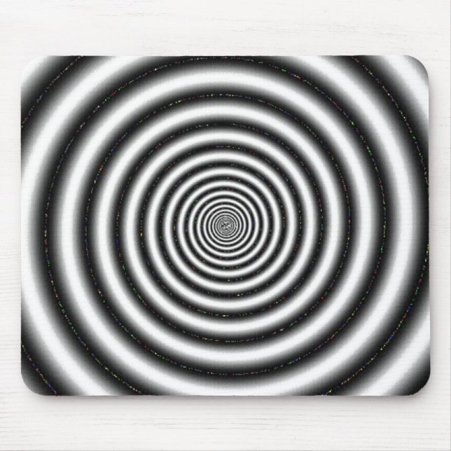 Black & White Spiral Optical Illusion Mouse Mat (Front)