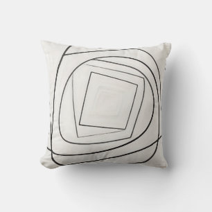 Black White Spiral Square Abstract Cushion
