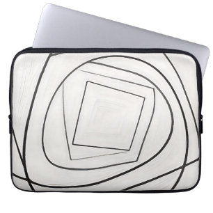 Black White Spiral Square Abstract Laptop Sleeve