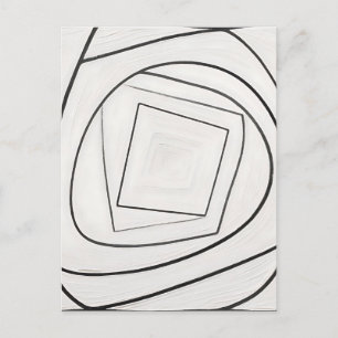 Black White Spiral Square Abstract Postcard