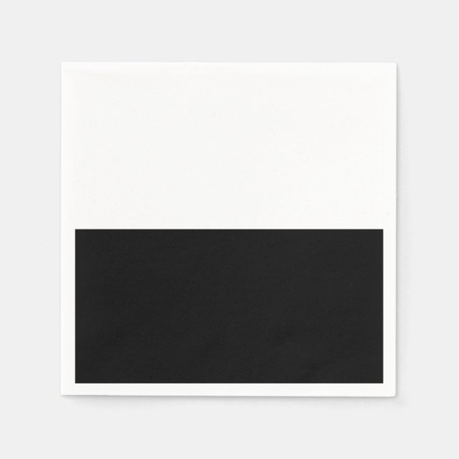 Black & White Split Half Birthday Chic Party Napkin (Front)