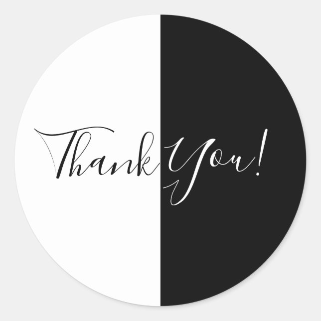 Black & White Split Half Birthday Party Elegant Classic Round Sticker (Front)