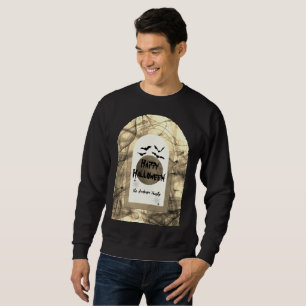 Black & White Spooky Bats Matching Happy Halloween Sweatshirt
