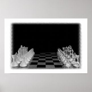 Black & White Spooky Chess Board Game Poster