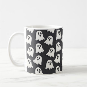 Black & White Spooky Ghost Pattern Mug