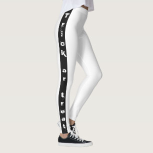 Black White Spooky Scary Trick or Treat Halloween Leggings