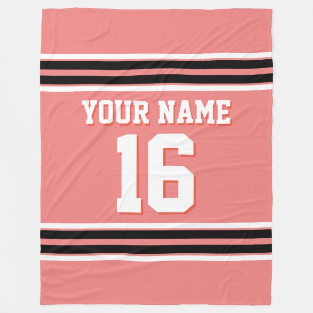 Black White Sports Jersey Fleece Blanket (Front)