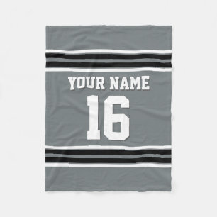 Black White Sports Jersey Fleece Blanket