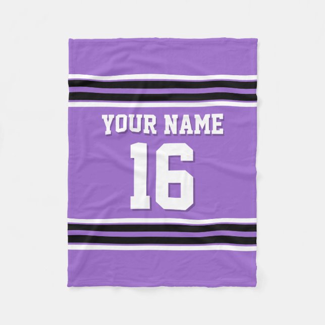 Black White Sports Jersey Fleece Blanket (Front)