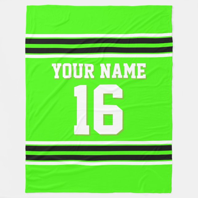 Black White Sports Jersey Fleece Blanket (Front)