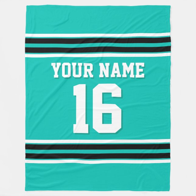 Black White Sports Jersey Fleece Blanket (Front)