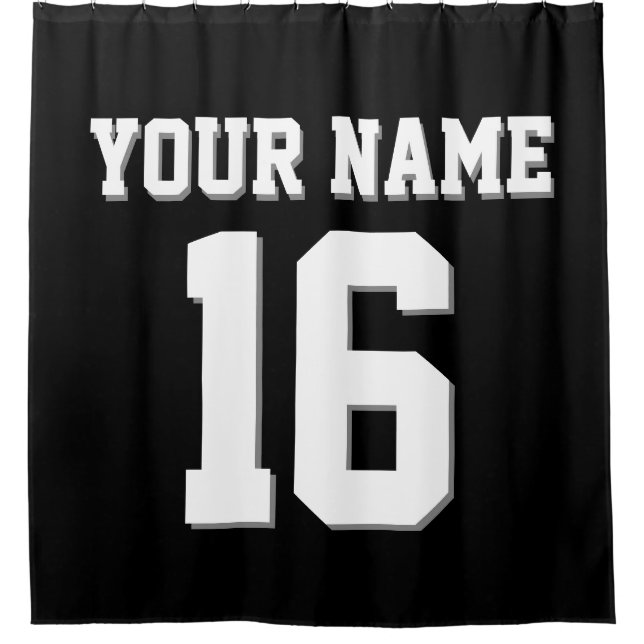 Black White Sports Jersey Team Jersey Shower Curtain (Front)