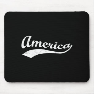 Black White Sporty America Baseball Illustration Mouse Mat