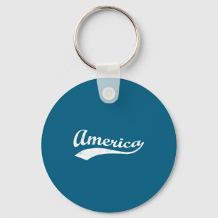 Black White Sporty America Baseball Key Ring
