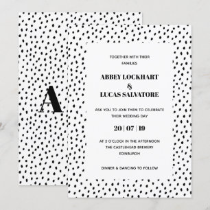 Black & White Spot Modern Wedding Day Invitation