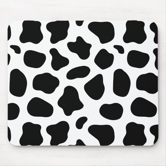 Black & White Spots Cow Skin Pattern Mouse Mat (Front)