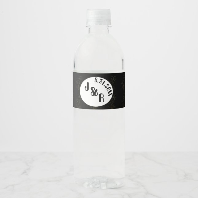 Black & White Spring Mineral Water Bottle Wrapper  Label (Front)