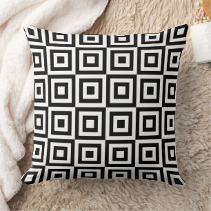 Black & White Square Abstract Art Pattern Cushion