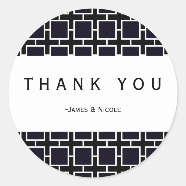 Black & White Square Geometric Chic Party Sticker (Front)