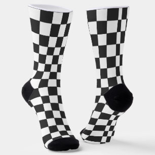 black white square geometric pattern socks