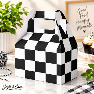 Black White Square Pattern Large Gable Favour Boxe Box