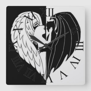 Black white square wall clock