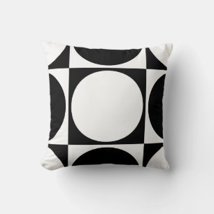 Black&White Squares&Circles Design Cushion