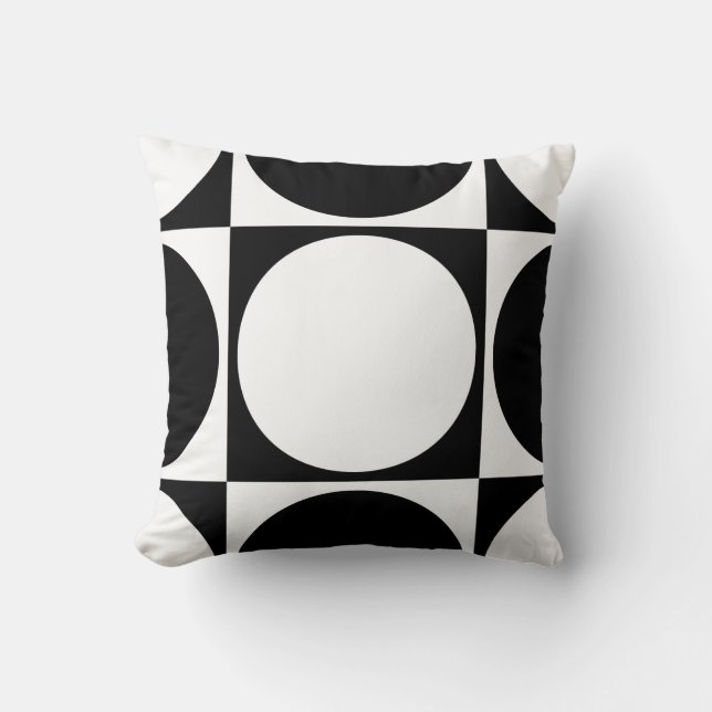 Black&White Squares&Circles Design Cushion (Front)